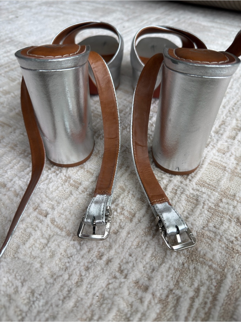 L’Intervalle Silver Platform Block Heel Slingback Sandals - Picture 8 of 8